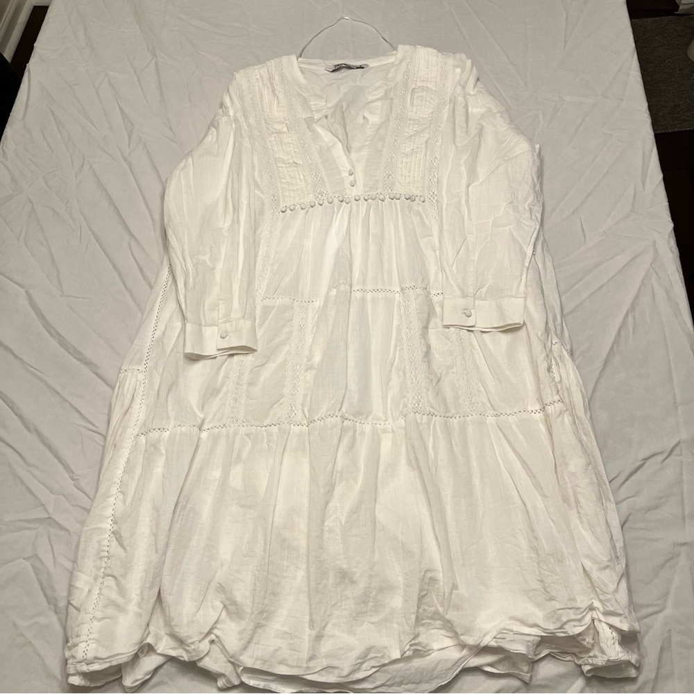 Zara White Long Sleeve Dress